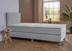 ACTIE! 1-Persoons boxspring Pamplona 90 200 Grijs, 90 cm, Eenpersoons, Verzenden, Nieuw