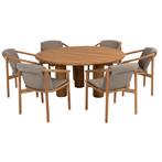 Corsica Tess dining tuinset 7 delig 160 cm rond teak 4, Tuin en Terras, Tuinsets en Loungesets, Ophalen of Verzenden, Nieuw, Teakhout