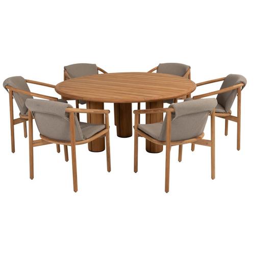 Corsica Tess dining tuinset 7 delig 160 cm rond teak 4, Tuin en Terras, Tuinsets en Loungesets, Nieuw, Teakhout, Ophalen of Verzenden