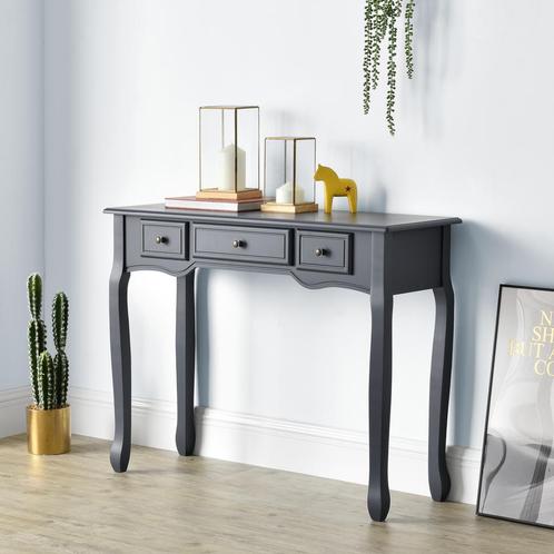 Console tafel sidetafel 3 lades landelijk 100x35x78 donkergr, Huis en Inrichting, Woonaccessoires | Wandplanken en Boekenplanken