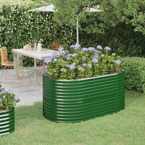 vidaXL Plantenbak 152x80x68 cm gepoedercoat staal groen, Tuin en Terras, Bloempotten, Nieuw, Verzenden