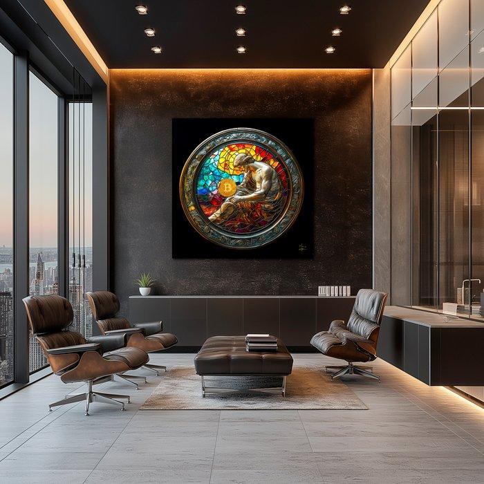 PLM-Art - The Bitcoin Creation Vitraux Style XL, Antiek en Kunst, Kunst | Designobjecten
