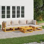 vidaXL 6-delige Loungeset met lichtgrijze kussens massief, Tuin en Terras, Tuinsets en Loungesets, Verzenden, Nieuw, Hardhout