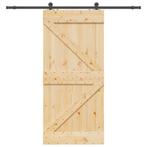 vidaXL Schuifdeur met beslag 100x210 cm massief grenenhout, Doe-het-zelf en Verbouw, Verzenden, Nieuw