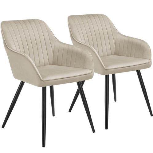 Stoel Marilyn, fluweeloptiek, gestikt - crème/zwart, Set van, Huis en Inrichting, Stoelen, Verzenden