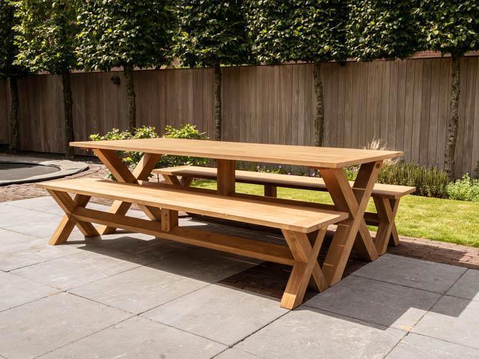 8 persoons picknickset | Duurzaam Teak | direct leverbaar |, Tuin en Terras, Picknicktafels, Rechthoekig, Nieuw, Hout, Ophalen of Verzenden