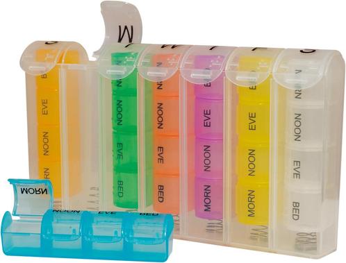 Aidapt pop-up 7 dagen pil opbergdoos - multi kleuren, Diversen, Verpleegmiddelen, Verzenden