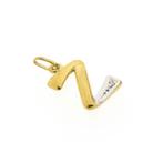 Bicolor gouden hanger van de letter Z met diamant | 0,005..., Ophalen of Verzenden, Gebruikt, Goud, Overige merken