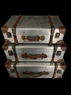 Aluminium - Set van 3 decoratieve opbergkoffers - Koffer, Antiek en Kunst
