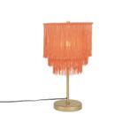 Oosterse tafellamp goud roze kap met franjes - Franxa, Huis en Inrichting, Lampen | Tafellampen, Nieuw, Overige materialen, Oosters