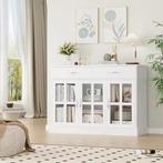 Wit Keukendressoir 3 Laden 3 Glazen Deuren Dressoir 120×84×4, Huis en Inrichting, Kasten | Buffetkasten, Verzenden, Nieuw