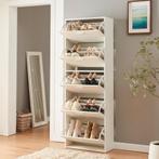 Schoenenkast Sykkylven 5 kleppen wit 169x60x24 cm [en.casa], Verzenden, Nieuw