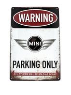 Metalen Wandbord - MINI Parking Only - parkeren, Ophalen of Verzenden, Nieuw