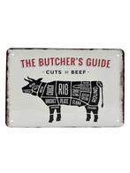 Metalen Wandbord - The Butchers Guide - Cuts of Beef, Huis en Inrichting, Ophalen of Verzenden, Nieuw