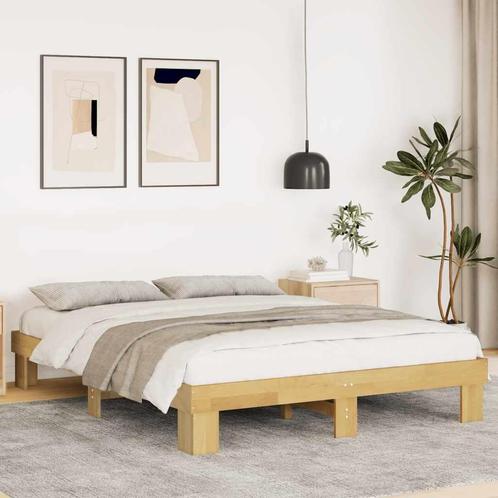 vidaXL Bedframe zonder matras 140x200 cm massief hout eiken, Huis en Inrichting, Slaapkamer | Bedden, 140 cm, 200 cm, Bruin, Tweepersoons