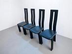 Set van 4 design stoelen van Pietro Costantini – Italië 1970, Zo goed als nieuw, Zwart, Leer, Vier
