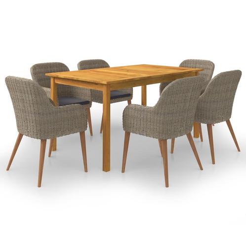 vidaXL 7-delige Tuinset bruin, Tuin en Terras, Tuinsets en Loungesets, Tuinset, Nieuw, 6 zitplaatsen, Hardhout, Verzenden
