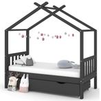 vidaXL Kinderbedframe met lade grenenhout donkergrijs 80x160, Kinderen en Baby's, Kinderkamer | Bedden, Verzenden, Nieuw
