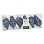 Dennenappel kerst ornament | Decoris | 6 stuks (Blauw), Verzenden, Nieuw