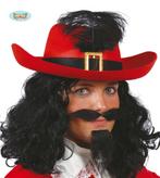 Musketier hoed rood met zwarte band, Ophalen of Verzenden, Nieuw