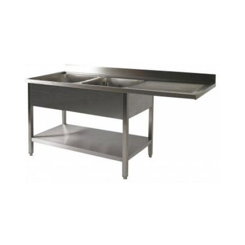 Spoeltafel met uitsparing t.b.v. Vaatwasmachine - 2 bakken, Zakelijke goederen, Horeca | Keukenapparatuur, Nieuw zonder verpakking