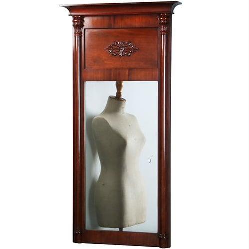 Smalle biedermeier mahoniehouten schouwspiegel ca 1820 met z, Antiek en Kunst, Antiek | Spiegels, Ophalen of Verzenden