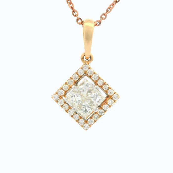 Ketting met hanger - 18 karaat Roségoud - 0.53ct. tw., Sieraden, Tassen en Uiterlijk, Antieke sieraden