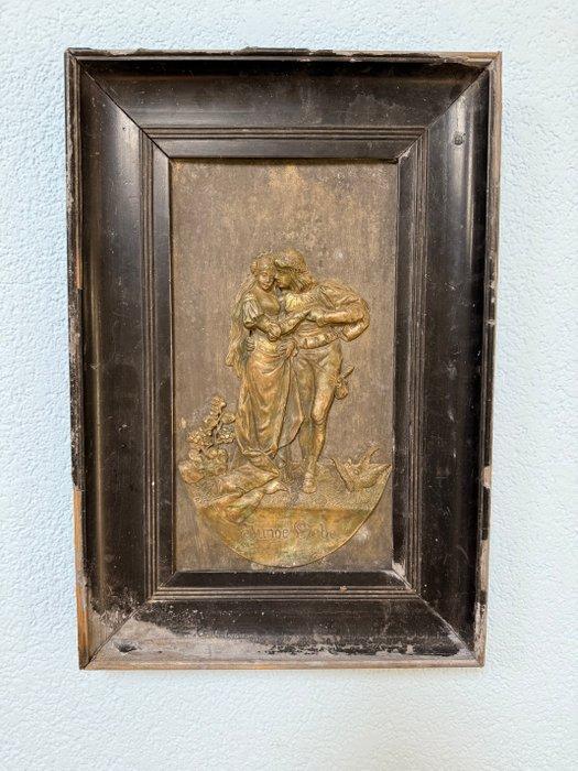 Reliëf, Junge Liebe - bas-relief - 48 cm - Verzilverd,, Antiek en Kunst, Antiek | Keramiek en Aardewerk