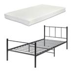 Metalen bedframe Hercules incl. matras zwart 90x200 cm, Verzenden, Nieuw