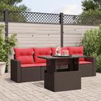 vidaXL 5-delige tuinbankset met kussens, bruin polyrotan, Tuin en Terras, Tuinsets en Loungesets, Verzenden, Nieuw, Rotan