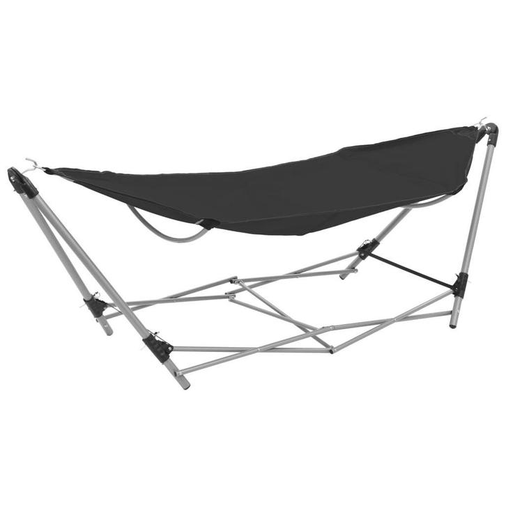 Inklapbare Hangmat Zwart | Tweedekansje | Strand & Camping, Tuin en Terras, Hangmatten, Buiten, Nieuw, Ophalen of Verzenden