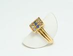 Ring - 18 karaat Geel goud Saffier - Diamant - Antieke ring, Nieuw