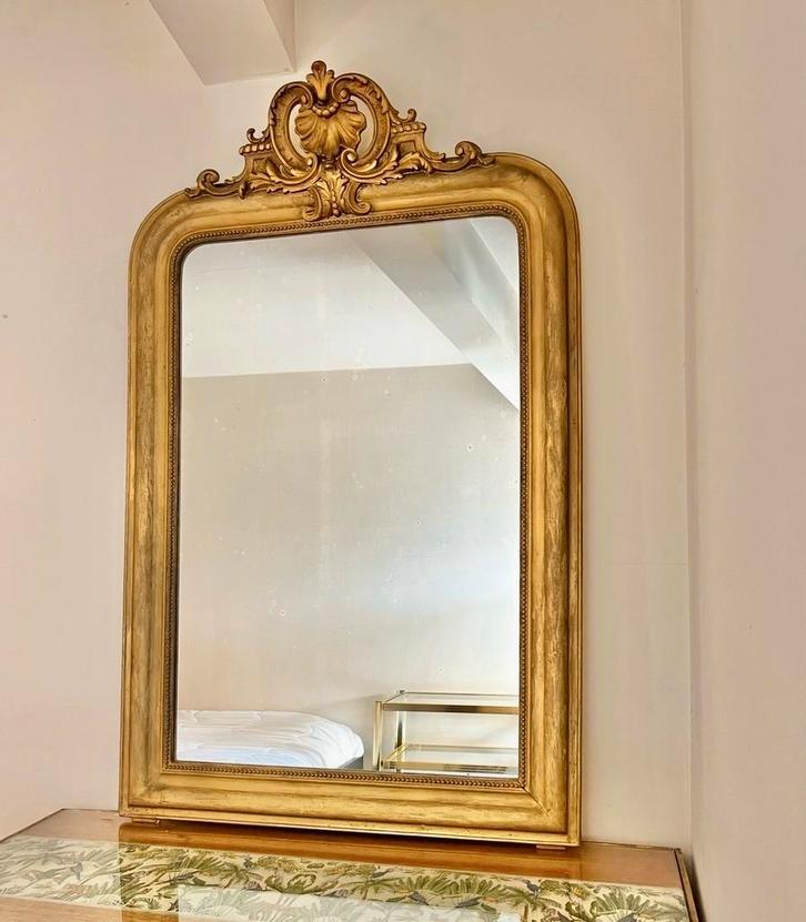 Antieke kuifspiegel Louis Philippe 122x78cm, Antiek en Kunst, Antiek | Spiegels, Ophalen of Verzenden