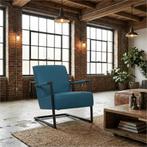 Leren fauteuil Lodge - Toledo Turquoise (blauw), Industrieel, Modern, Scandinavisch, Nieuw, Ophalen of Verzenden, 50 tot 75 cm