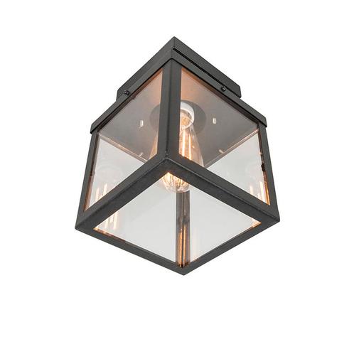 Industriële buitenplafondlamp zwart 1-lichts - Rotterdam, Tuin en Terras, Buitenverlichting, Nieuw, 50 tot 250 watt, Overige materialen