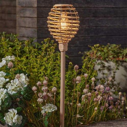 Solar Tuinstekers Faux Rattan – Set van 2 – 70 cm, Tuin en Terras, Buitenverlichting, Waterbestendig, Led, Zonne-energie, Minder dan 50 watt