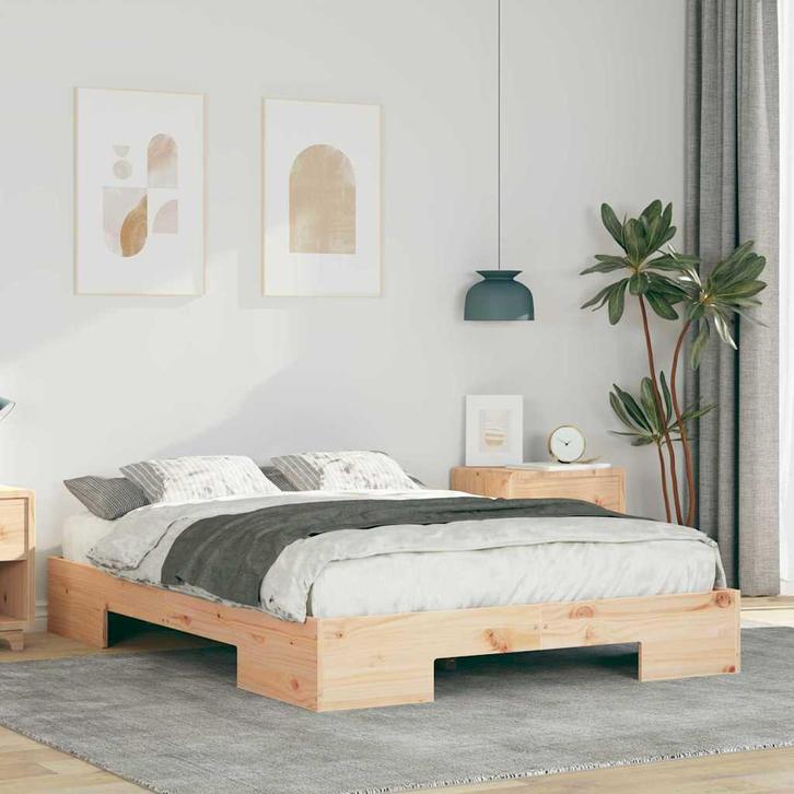 vidaXL Bedframe Bruin 140 x 190 cm, Huis en Inrichting, Slaapkamer | Bedden, Bruin, Nieuw, Hout, Verzenden