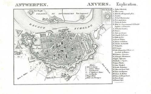 Stadsplattegrond van Antwerp, Antiek en Kunst, Kunst | Etsen en Gravures