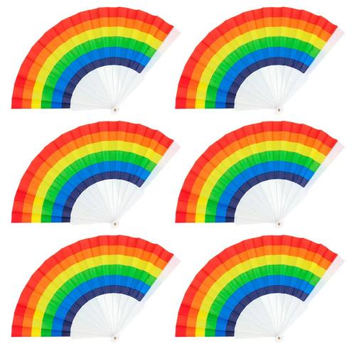Waaier Regenboog Pride 23cm 6st, Hobby en Vrije tijd, Feestartikelen, Nieuw, Verzenden