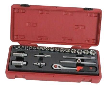 Doppenset - 24 Delig - 3/8 Duims - Doppendoos - Ratelset - S, Doe-het-zelf en Verbouw, Gereedschap | Handgereedschap, Nieuw, Ophalen of Verzenden
