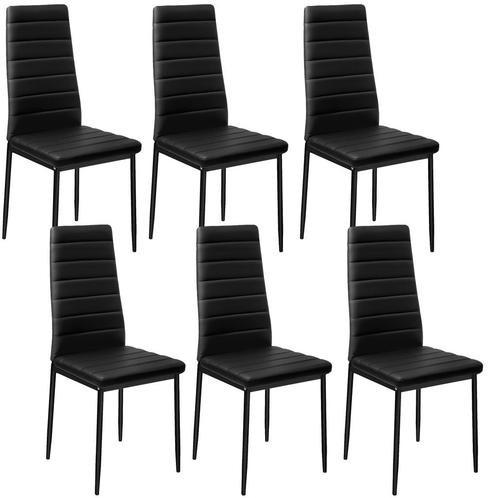 Eetkamerstoelen, kunstleer - zwart, Set van 6, Huis en Inrichting, Stoelen, Verzenden
