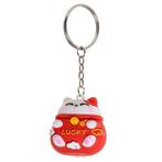 Sleutelhanger Maneki Gelukskat Rood PVC - 4cm NIEUW, Verzamelen, Ophalen of Verzenden, Nieuw