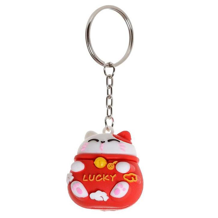 Sleutelhanger Maneki Gelukskat Rood PVC - 4cm NIEUW, Verzamelen, Sleutelhangers, Nieuw, Ophalen of Verzenden