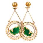 Gouden vintage oorhangers met jade 14 krt, Sieraden, Tassen en Uiterlijk, Oorbellen, Ophalen of Verzenden, Nieuw