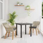 vidaXL Eetkamerset 3 pcs Lichtgrijs Poly riet, Verzenden, Nieuw, Rotan