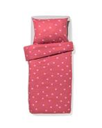 HEMA Kinderdekbedovertrek 140x200cm flanel hartjes, Verzenden, Nieuw, Rood