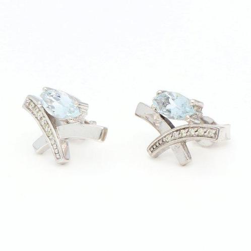 Oorbellen - 18 karaat Witgoud Aquamarijn - Diamant, Sieraden, Tassen en Uiterlijk, Oorbellen