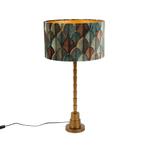 Tafellamp brons met velours lampenkap blad dessin met gouden, Huis en Inrichting, Lampen | Tafellampen, Nieuw, Klassiek / Antiek