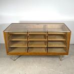 Vintage toonbank met lades en glazen blad, Ophalen of Verzenden