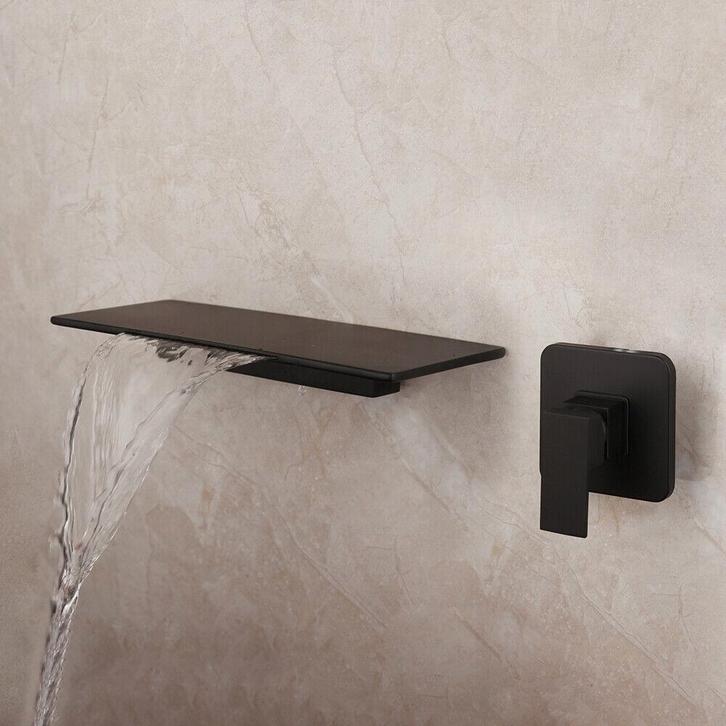 Watervalkraan zwart met plateau, Doe-het-zelf en Verbouw, Sanitair, Kraan, Nieuw, Verzenden